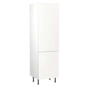 Kitchen Kit Fridge & Freezer Tall Housing Unit 600mm w/ Slab Cabinet Door - Super Gloss White