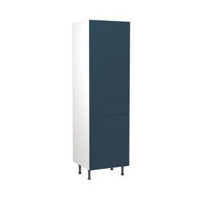 Kitchen Kit Fridge & Freezer Tall Housing Unit 600mm w/ Slab Cabinet Door - Ultra Matt Indigo Blue