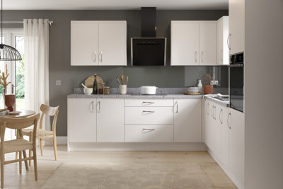 Kitchen Kit Fridge & Freezer Tall Housing Unit 600mm w/ Value Slab Cabinet Door - Standard Matt White