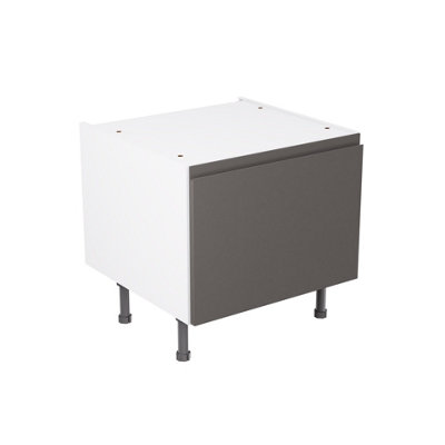 Kitchen Kit Graphite Gloss J-Pull Door Belfast Sink Base Unit Cabinet Handleless Soft Close Flatpack - 600x455mm