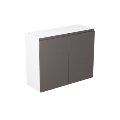 Kitchen Kit Graphite Gloss J-Pull Door Wall Mounted Unit Cabinet Handleless Soft Close Pre-Built - 900x720mm