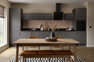 Kitchen Kit Graphite Matt Slab Door Single Extractor Wall Mounted Unit Cabinet Soft Close Flatpack - 600x455mm