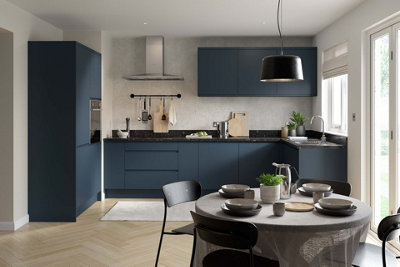 Kitchen Kit Indigo Blue Matt J-Pull Door Wall Mounted Short Bridging Unit Cabinet Handleless Soft Close Flatpack - 500x288mm