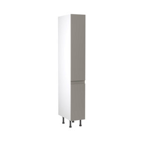 Kitchen Kit Larder Tall Unit with Pull Out Storage 300mm w/ J-Pull Cabinet Door - Super Gloss Dust Grey