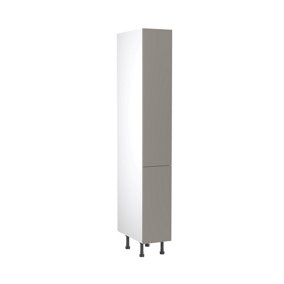 Kitchen Kit Larder Tall Unit with Pull Out Storage 300mm w/ Slab Cabinet Door - Super Gloss Dust Grey