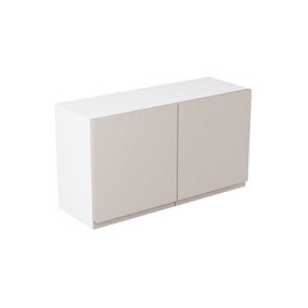 Kitchen Kit Light Grey Gloss J-Pull Door Double Extractor Wall Mounted Unit Cabinet Handleless Soft Close Pre-Built - 800x455mm