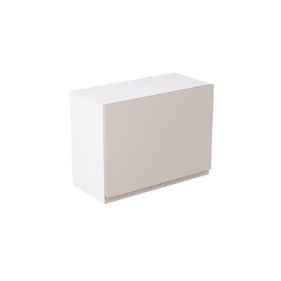 Kitchen Kit Light Grey Gloss J-Pull Door Single Extractor Wall Mounted Unit Cabinet Handleless Soft Close Pre-Built - 600x455mm
