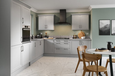 Kitchen Kit Light Grey Matt Shaker Door Single Extractor Wall Mounted Unit Cabinet Soft Close Flatpack - 600x455mm