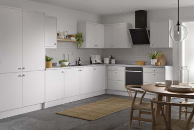 Kitchen Kit Light Grey Matt Value Slab Door Single Extractor Wall ...