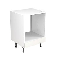 Kitchen Kit Oven Housing Base Unit 600mm w/ J-Pull Cabinet Door - Super Gloss White