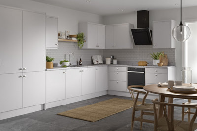 Kitchen Kit Oven Housing Base Unit 600mm w/ Slab Cabinet Door - Ultra Matt Light Grey