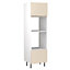 Kitchen Kit Oven & Microwave Tall Housing Unit 600mm w/ J-Pull Cabinet Door - Super Gloss Cashmere