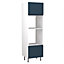 Kitchen Kit Oven & Microwave Tall Housing Unit 600mm w/ J-Pull Cabinet Door - Ultra Matt Indigo Blue