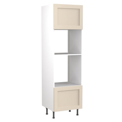 Kitchen Kit Oven & Microwave Tall Housing Unit 600mm w/ Shaker Cabinet Door - Ultra Matt Cashmere