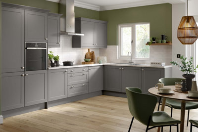 Kitchen Kit Oven & Microwave Tall Housing Unit 600mm w/ Shaker Cabinet Door - Ultra Matt Dust Grey