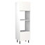 Kitchen Kit Oven & Microwave Tall Housing Unit 600mm w/ Slab Cabinet Door - Super Gloss White