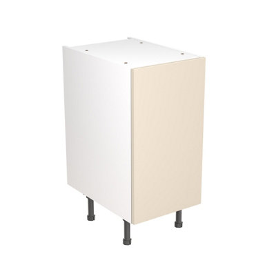 Kitchen Kit Pre-Built Cashmere Gloss Base Unit 400mm - Slab Cabinet Door - Screwless Quick Build Kitchen Unit Easy Install
