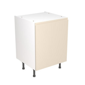 Kitchen Kit Pre-Built Cashmere Gloss Base Unit 600mm - J-Pull Cabinet Door - Screwless Quick Build Kitchen Unit Easy Install