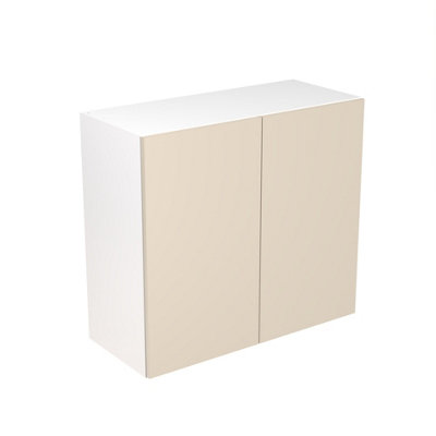 Kitchen Kit Pre-Built Cashmere Gloss Wall Unit 800mm - Slab Cabinet Door - Screwless Quick Build Kitchen Unit Easy Install