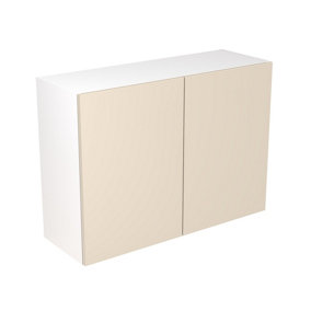 Kitchen Kit Pre-Built Cashmere Matt Wall Unit 1000mm - Slab Cabinet Door - Screwless Quick Build Kitchen Unit Easy Install