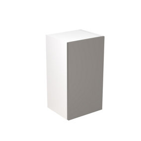 Kitchen Kit Pre-Built Dust Grey Gloss Wall Unit 400mm - Slab Cabinet Door - Screwless Quick Build Kitchen Unit Easy Install