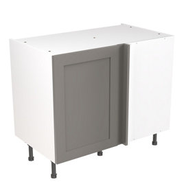 Kitchen Kit Pre-Built Dust Grey Matt Base Unit 1000mm - Blind Corner Shaker Cabinet Door - Screwless Quick Build Easy Install