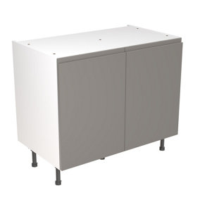 Kitchen Kit Pre-Built Dust Grey Matt Base Unit 1000mm - J-Pull Cabinet Door - Screwless Quick Build Kitchen Unit Easy Install