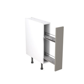 Kitchen Kit Pre-Built Dust Grey Matt Base Unit 150mm - Pull Out Slab Cabinet Door - Screwless Quick Build Unit Easy Install