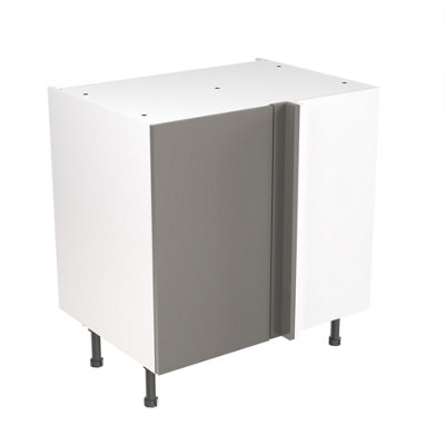 Kitchen Kit Pre-Built Dust Grey Matt Base Unit 800mm - Blind Corner Slab Cabinet Door - Screwless Quick Build Easy Install