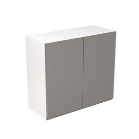 Kitchen Kit Pre-Built Dust Grey Matt Wall Unit 800mm - J-Pull Cabinet Door - Screwless Quick Build Kitchen Unit Easy Install