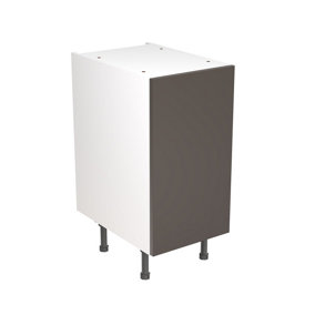 Kitchen Kit Pre-Built Graphite Gloss Base Unit 400mm - Slab Cabinet Door - Screwless Quick Build Kitchen Unit Easy Install