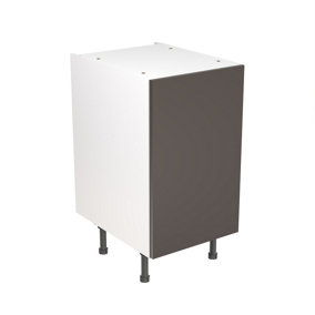 Kitchen Kit Pre-Built Graphite Gloss Base Unit 450mm - Slab Cabinet Door - Screwless Quick Build Kitchen Unit Easy Install