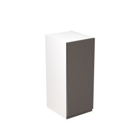 Kitchen Kit Pre-Built Graphite Gloss Wall Unit 300mm - J-Pull Cabinet Door - Screwless Quick Build Kitchen Unit Easy Install