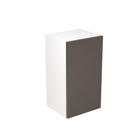 Kitchen Kit Pre-Built Graphite Gloss Wall Unit 400mm - Slab Cabinet Door - Screwless Quick Build Kitchen Unit Easy Install