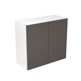 Kitchen Kit Pre-Built Graphite Matt Wall Unit 800mm - Slab Cabinet Door - Screwless Quick Build Kitchen Unit Easy Install