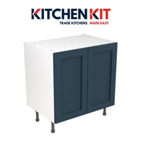 Kitchen Kit Pre-Built Indigo Blue Matt Base Unit 800mm - Shaker Cabinet Door - Screwless Quick Build Kitchen Unit Easy Install