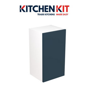 Kitchen Kit Pre-Built Indigo Blue Matt Wall Unit 400mm - Slab Cabinet Door - Screwless Quick Build Kitchen Unit Easy Install