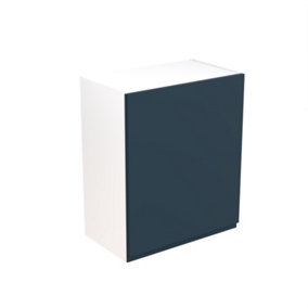 Kitchen Kit Pre-Built Indigo Blue Matt Wall Unit 600mm - J-Pull Cabinet Door - Screwless Quick Build Kitchen Unit Easy Install