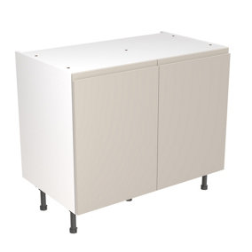 Kitchen Kit Pre-Built Light Grey Matt Base Unit 1000mm - J-Pull Cabinet Door - Screwless Quick Build Kitchen Unit Easy Install