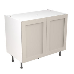 Kitchen Kit Pre-Built Light Grey Matt Base Unit 1000mm - Shaker Cabinet Door - Screwless Quick Build Kitchen Unit Easy Install