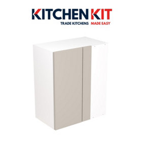 Kitchen Kit Pre-Built Light Grey Matt Wall Unit 600mm - Blind Corner Slab Cabinet Door - Screwless Quick Build Easy Install