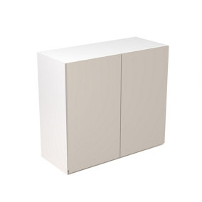 Kitchen Kit Pre-Built Light Grey Matt Wall Unit 800mm - J-Pull Cabinet Door - Screwless Quick Build Kitchen Unit Easy Install