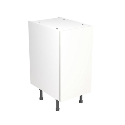 Kitchen Kit Pre-Built White Gloss Base Unit 400mm - Slab Cabinet Door - Screwless Quick Build Kitchen Unit Easy Install