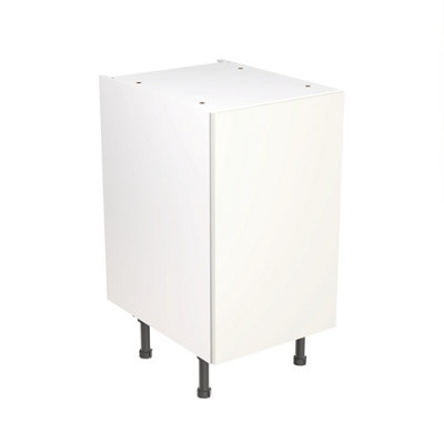 Kitchen Kit Pre-Built White Gloss Base Unit 450mm - Slab Cabinet Door - Screwless Quick Build Kitchen Unit Easy Install