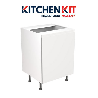 Kitchen Kit Pre-Built White Gloss Base Unit 600mm - Hob/Sink J-Pull ...
