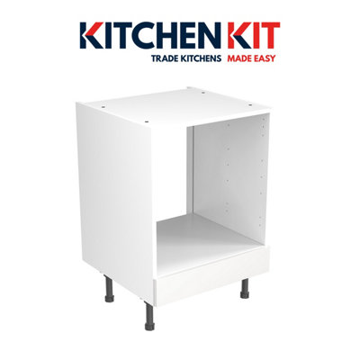 Kitchen Kit Pre-Built White Gloss Base Unit 600mm - Oven Cabinet - Screwless Quick Build Kitchen Unit Easy Install