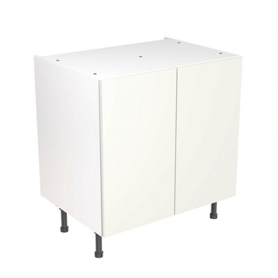 Kitchen Kit Pre-Built White Gloss Base Unit 800mm - Slab Cabinet Door - Screwless Quick Build Kitchen Unit Easy Install