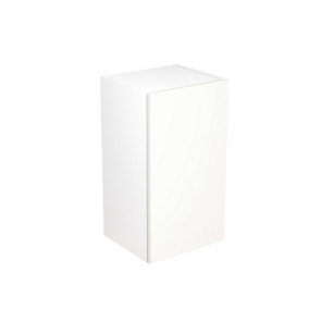 Kitchen Kit Pre-Built White Gloss Wall Unit 400mm - Slab Cabinet Door - Screwless Quick Build Kitchen Unit Easy Install