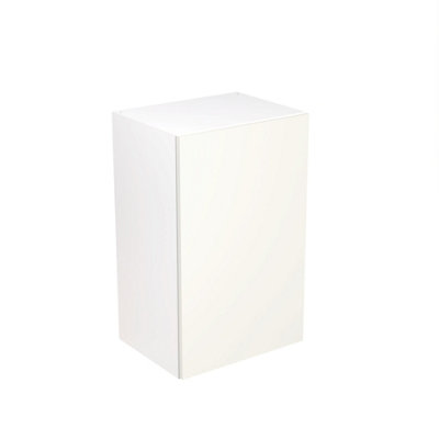Kitchen Kit Pre-Built White Gloss Wall Unit 450mm - Slab Cabinet Door - Screwless Quick Build Kitchen Unit Easy Install