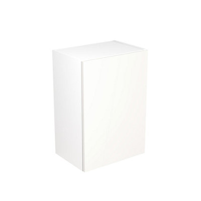 Kitchen Kit Pre-Built White Gloss Wall Unit 500mm - Slab Cabinet Door - Screwless Quick Build Kitchen Unit Easy Install